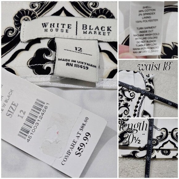 WHBM Baroque A-Line Skirt – Pleated, Lined, Pockets – NWT – Size 12 – Elegant - Picture 10 of 11